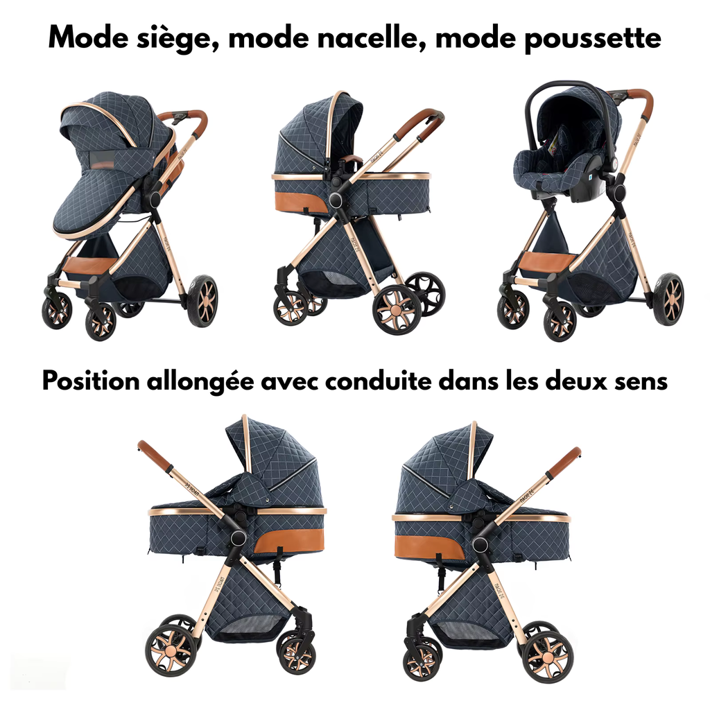 Poussette bebe mode siege et position allongee