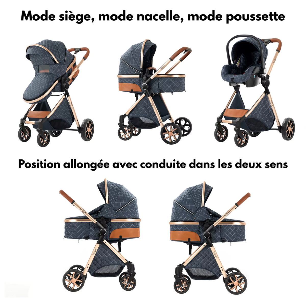 Poussette bebe mode siege et position allongee