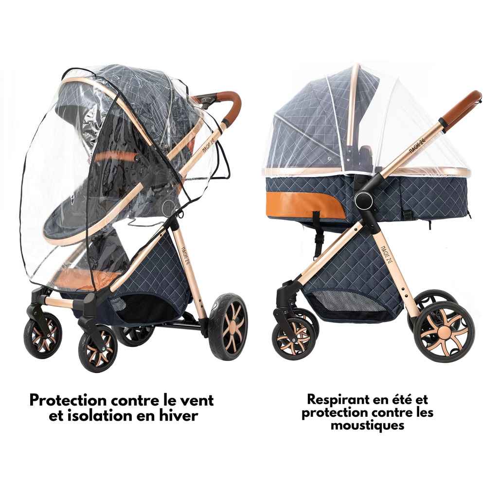 Poussette bebe protection isolation hiver moustiquaire ete