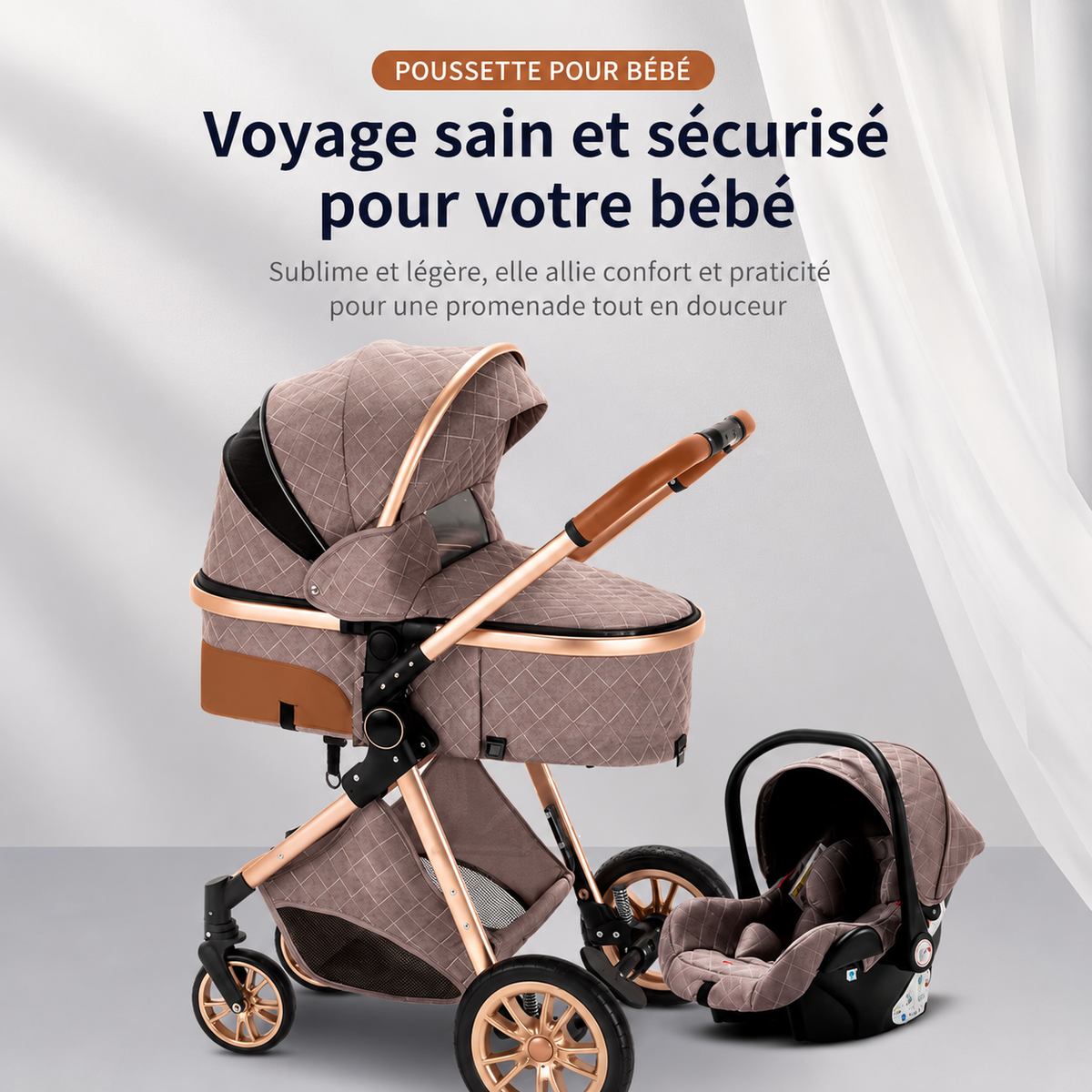 Poussette bebe sécurisée voyage
