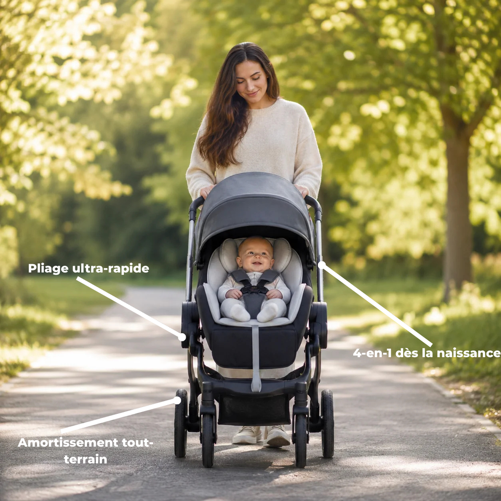 amortissement poussette bebe evolutive pliable 4 en 1