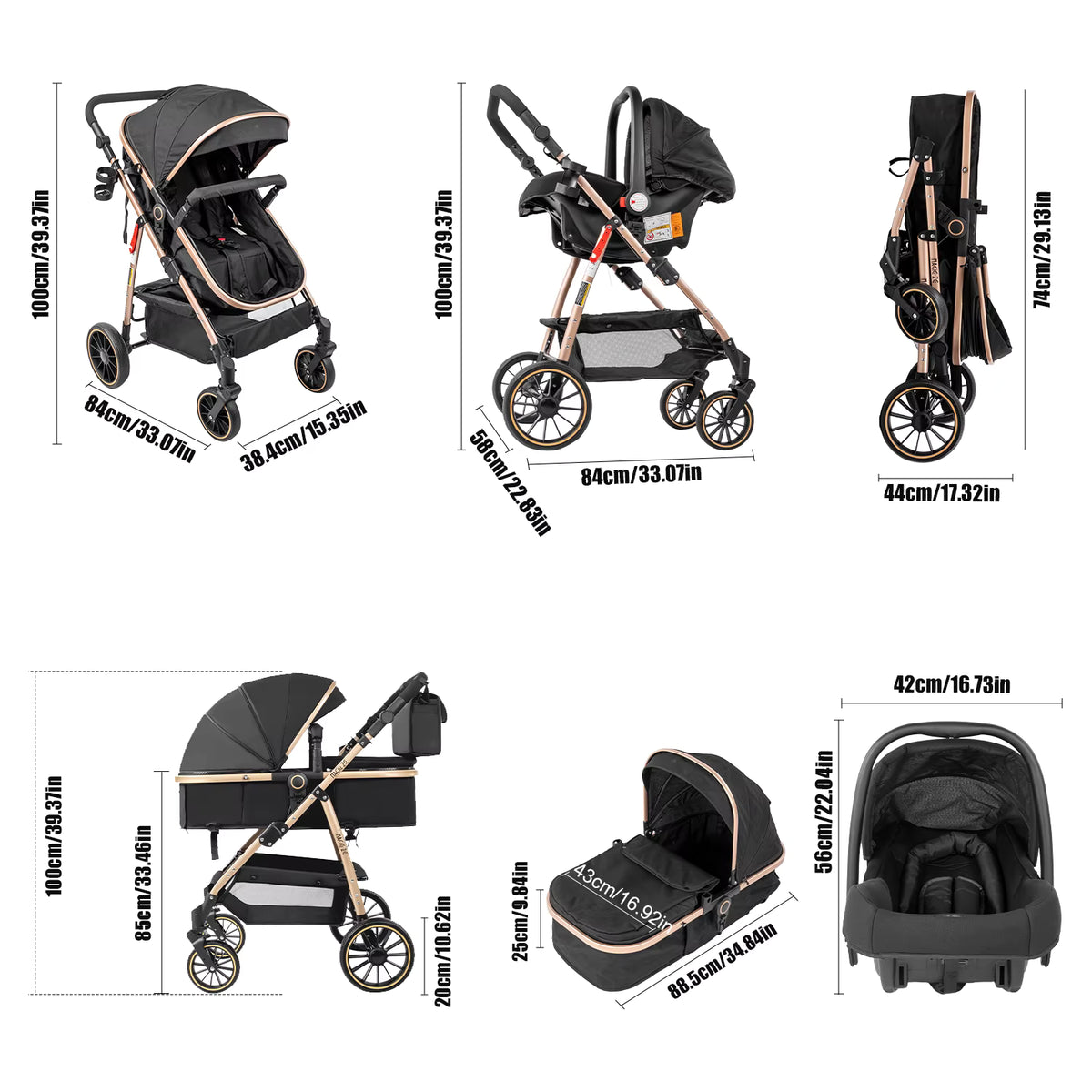 dimensions poussette bebe confort pliable 3 en 1