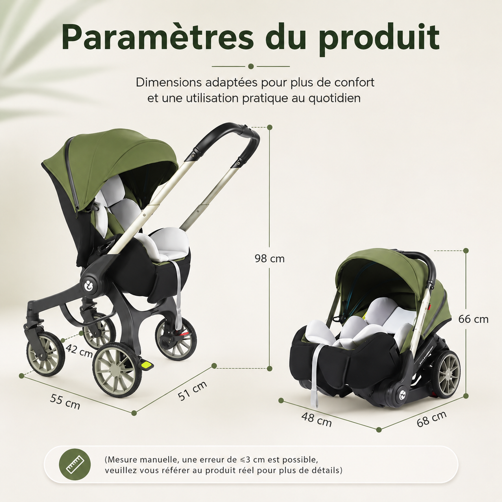 dimensions poussette bebe evolutive pliable 4 en 1