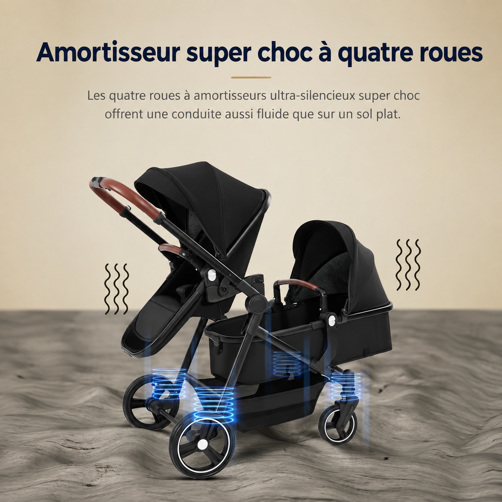 poussette bébé amortisseur roues