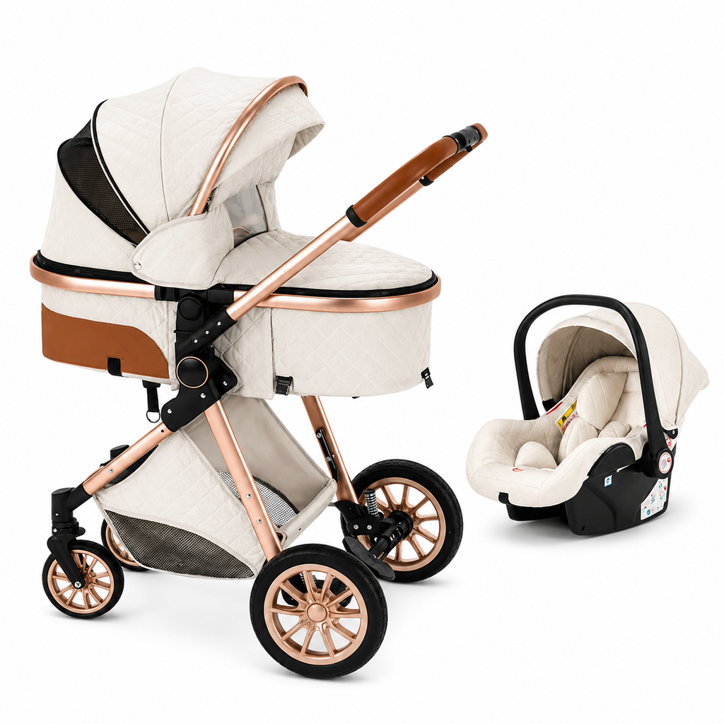 poussette bebe 3 en 1 portable voyage blanc