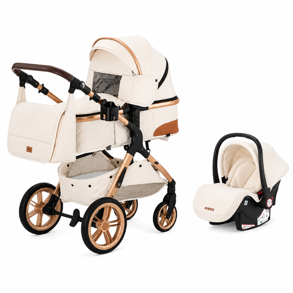 poussette bebe 3 en 1 portable voyage blanc confort