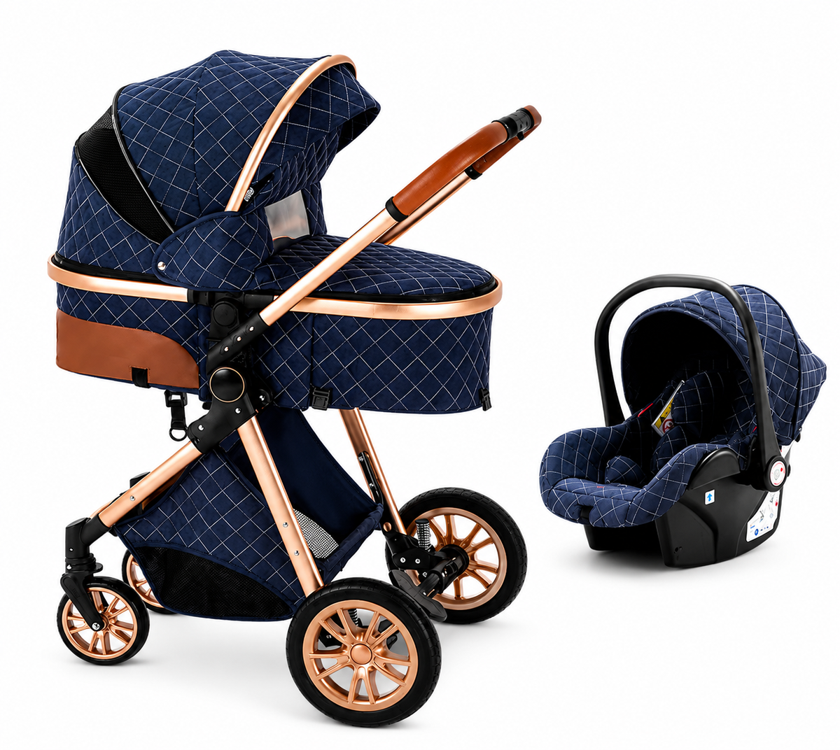 poussette bebe 3 en 1 portable voyage bleu