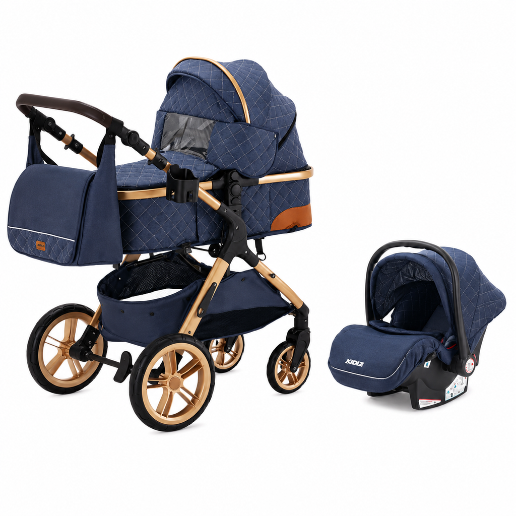poussette bebe 3 en 1 portable voyage bleu confort