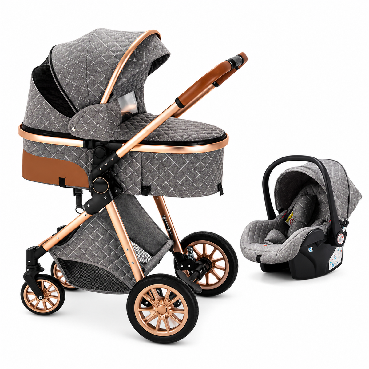 poussette bebe 3 en 1 portable voyage gris