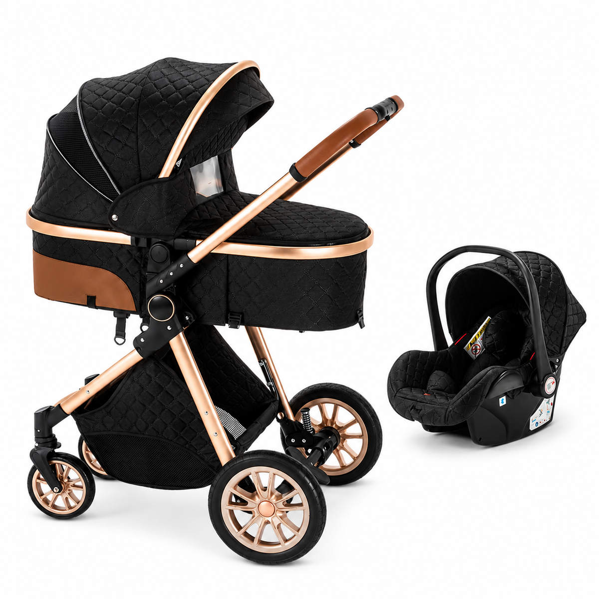 poussette bebe 3 en 1 portable voyage noir