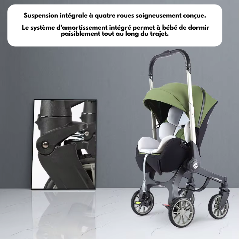 suspension roues poussette bebe evolutive pliable 4 en 1